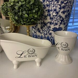 White Ceramic Bath Set 2 piece